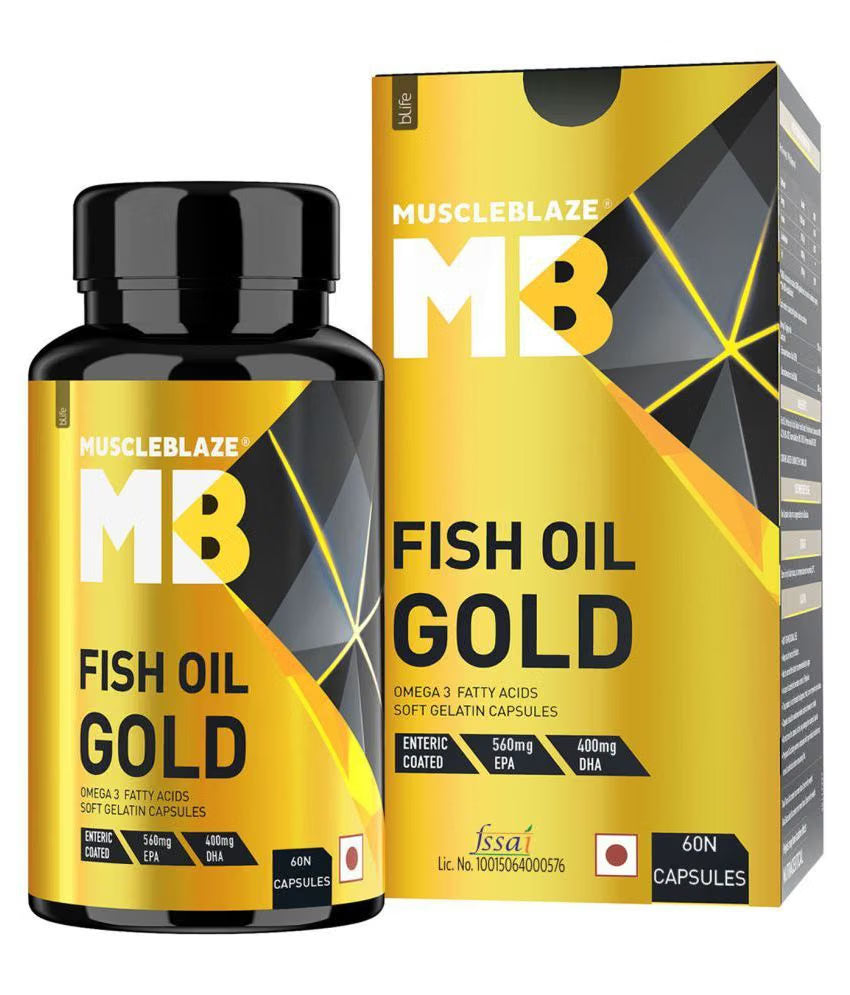 MuscleBlaze Omega 3 Fish Oil Gold, 3x Triple Strength (EPA & DHA) 60 Capsules